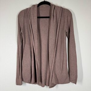 Lululemon Sundown Ribbed Hooded Cardigan Wrap Open Front Mauve Pink Size Small